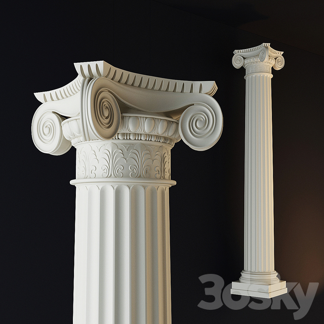 3d models: Decorative plaster - The Ionic column capital