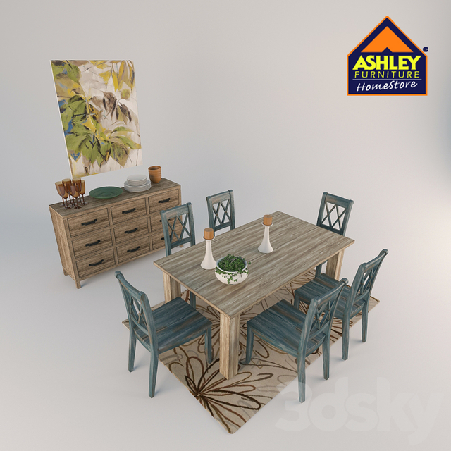 3d Models Table Chair Dining Room Set Ashley Furniture