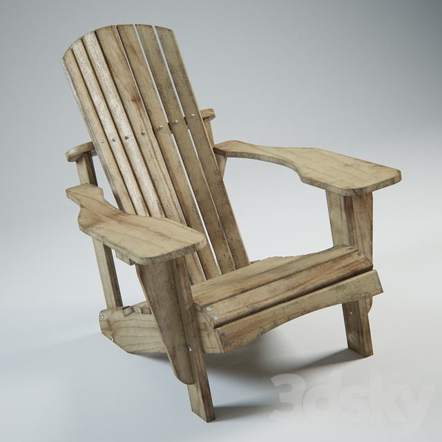 3d models: Arm chair - Adirondack Chair natural