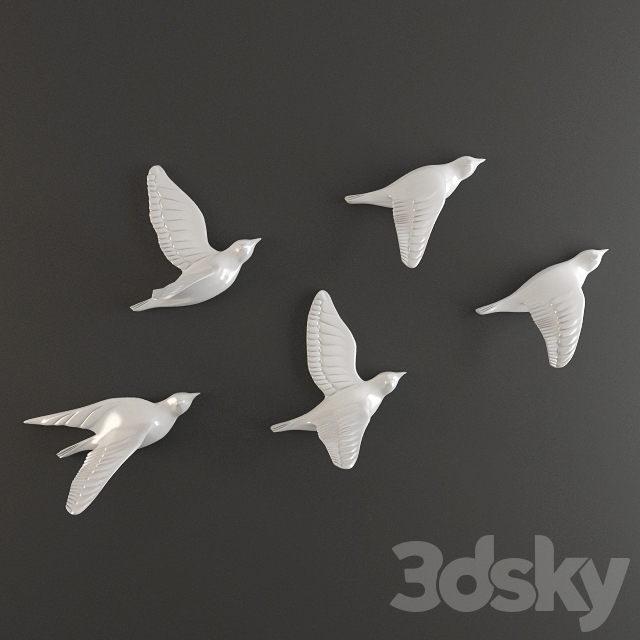 3d models: Sculpture - porcelain birds wall decor