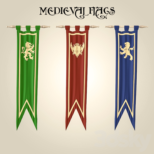 3d models Miscellaneous Medieval  flags 