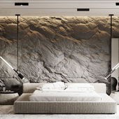 Bedroom with a rock