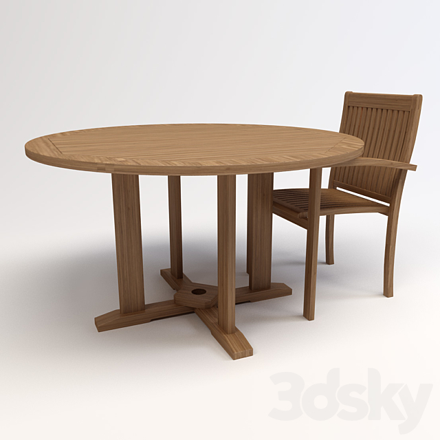 3d models Table + Chair table and chair with armrests Elite Rattan