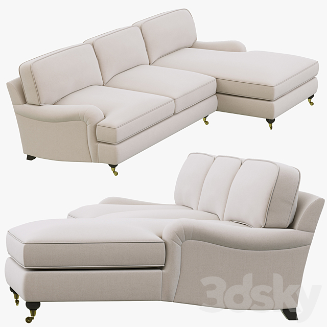 3d Models Sofa Restoration Hardware, Rolled Arm Chaise