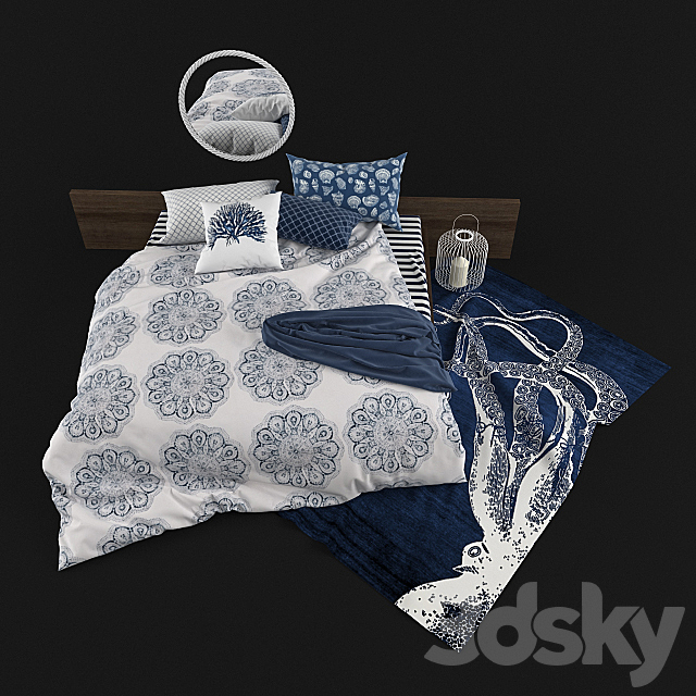 
                                                                                                            Bed white and blue
                                                    
