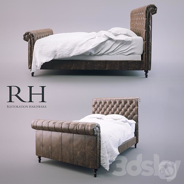 Chesterfield Leather Sleigh Bed, Restoration Hardware Sleigh Bed Frame