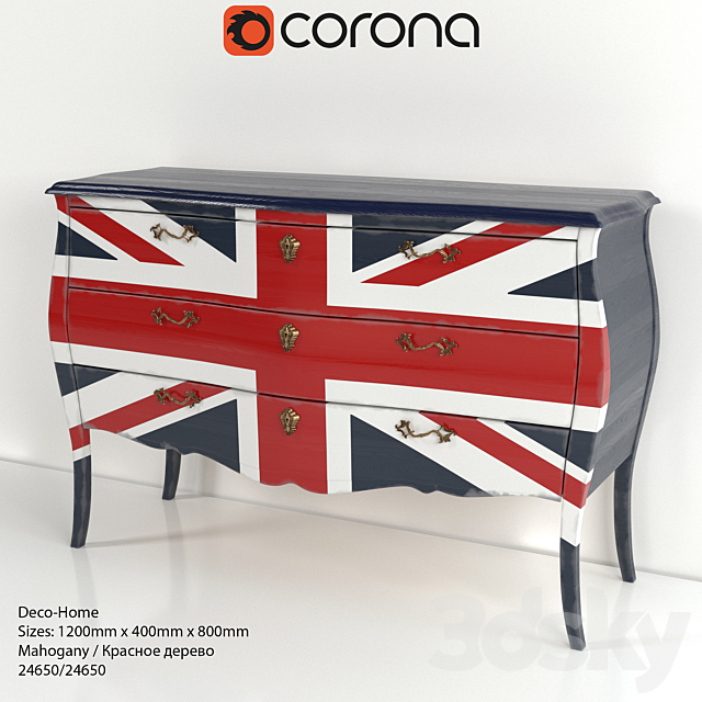 3d Models Sideboard Chest Of Drawer Commode Set Union Jack