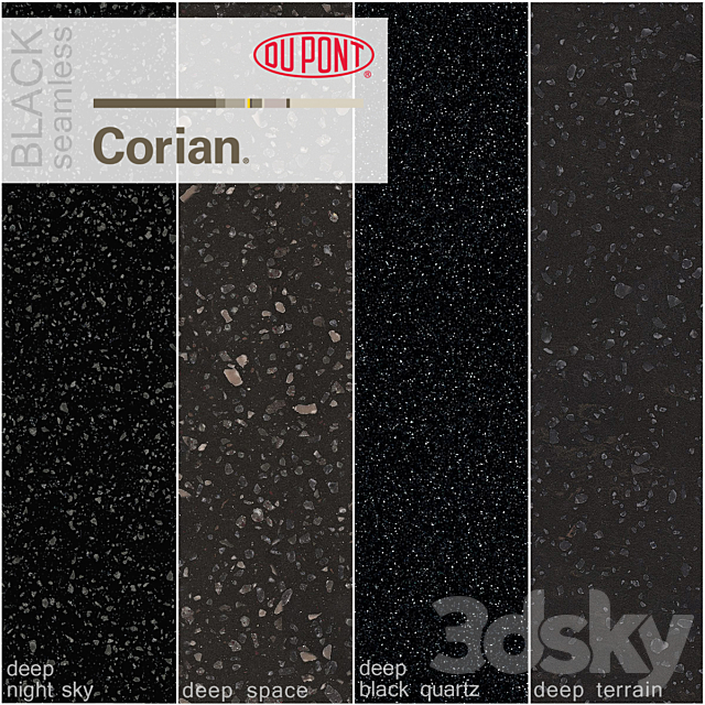 3d Models Stone Dupont Corian Kitchen Countertops Black 2