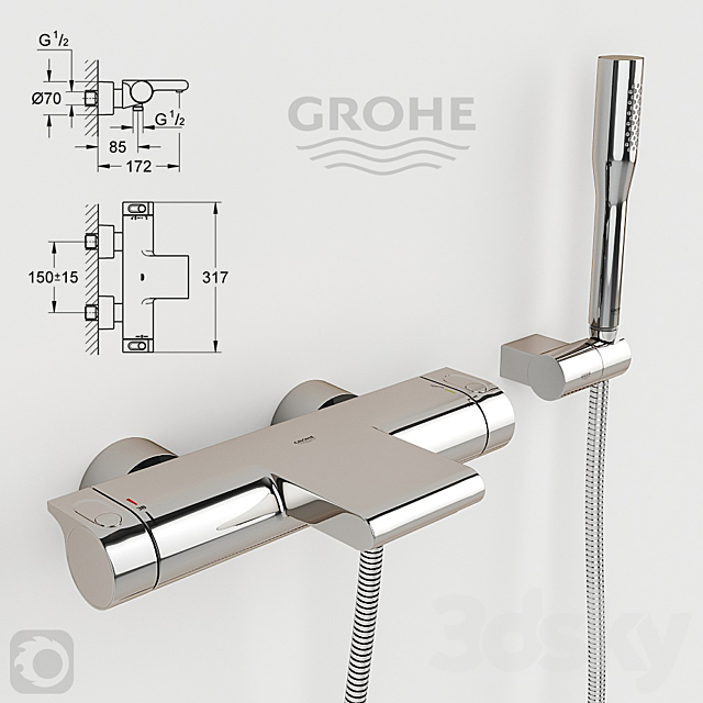 vlotter Onbelangrijk sticker Thermostat Grohe Grohtherm 2000 34174001. - Faucet - 3D Models