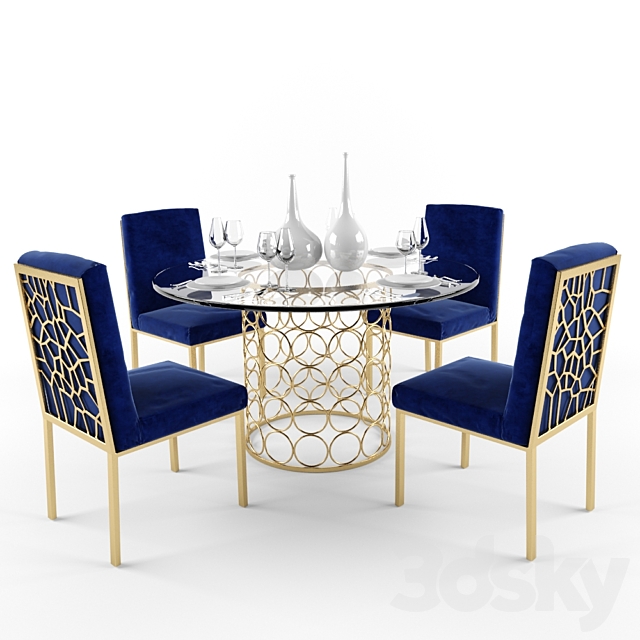 Meridian Opal Dining Room Set In Gold, Meridian Dining Room Chairs