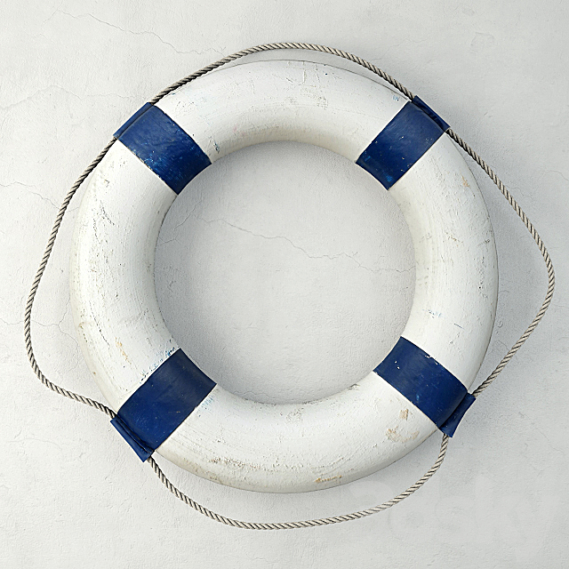 3d Models Other Decorative Objects Vintage Nautical Navy Blue White Life Preserver