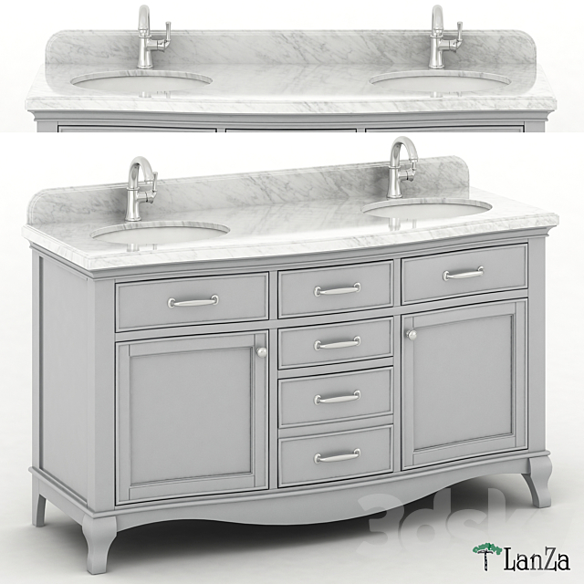 60 Double Sink Wooden Vanity With, Lanza 60 Double Sink Vanity With Marble Top