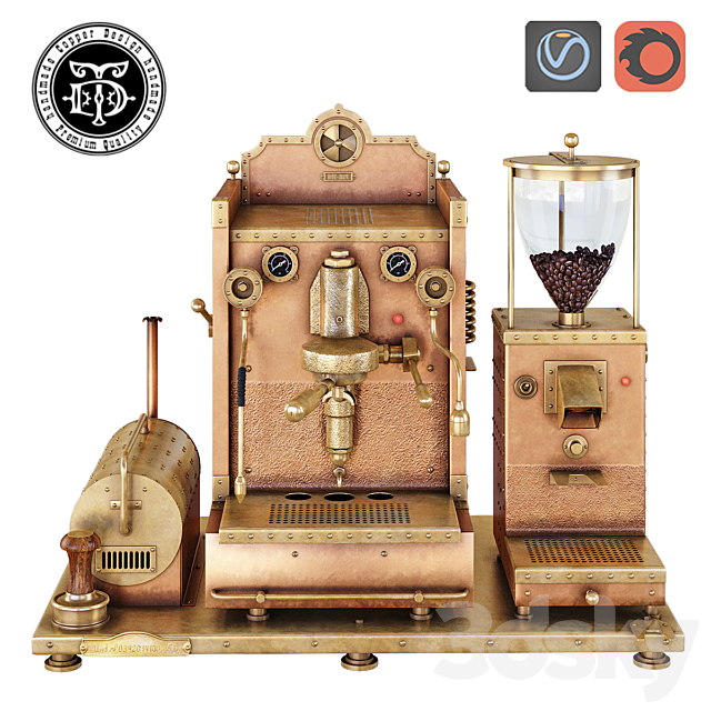 3d Models Kitchen Appliance Steampunk Copper Coffee Machines