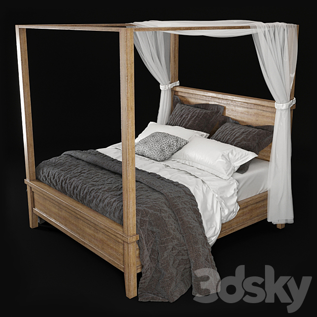 3d Models Bed Potterybarn Farmhouse, Farmhouse Canopy Bed