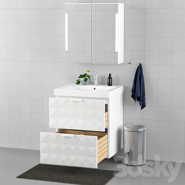kwaadaardig koken In zicht Set of bathroom furniture IKEA - GODMORGON / ODENSVIK - Bathroom furniture  - 3D Models