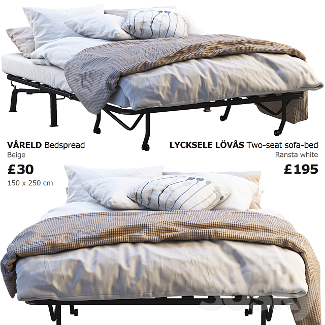 3d Models Bed Ikea Lycksele 3, Ikea Lycksele Lovas Sofa Bed Cover