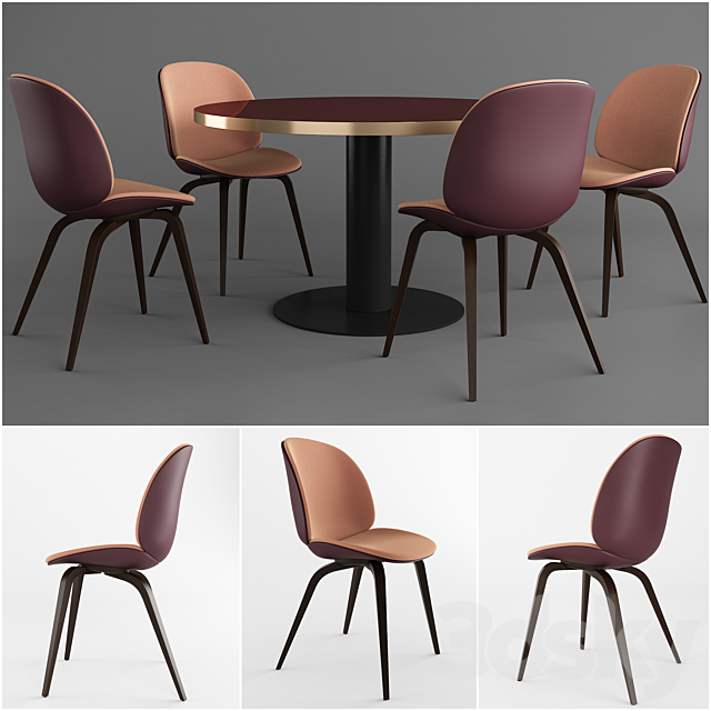 Gubi Beetle Dining Chair 2 0, Dark Pink Leather Dining Chairs