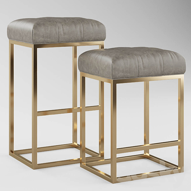 Rh Reese Tufted Leather Barstool And, Tufted Leather Counter Stools