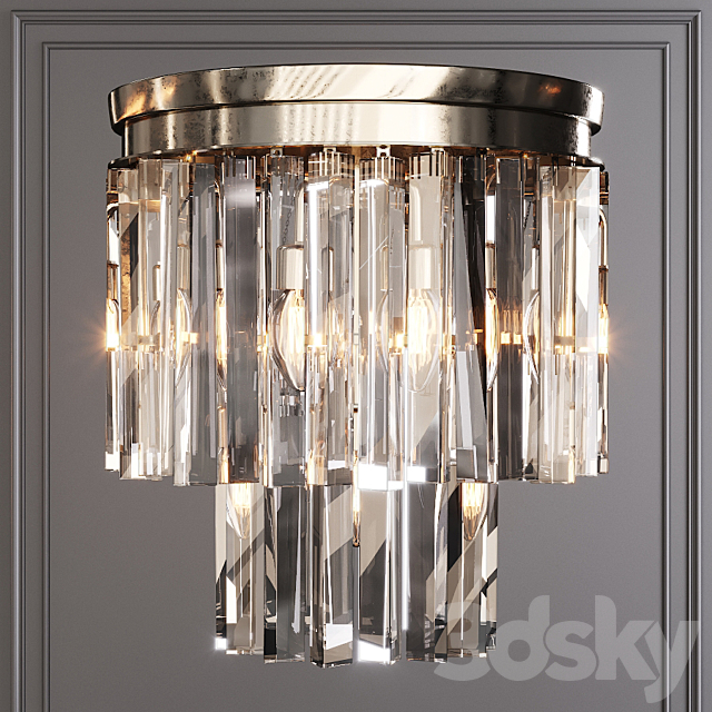 3d Models Ceiling Lamp Restoration Hardware 1920s Odeon Clear Glass Fringe 2 Tier Flushmount Nickel