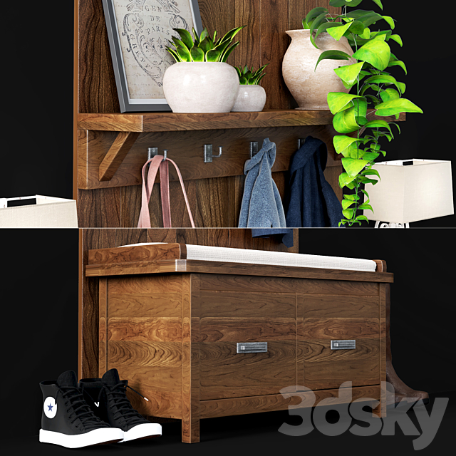 3d Models Other Hall Pottery Barn Mateo Entryway Bench