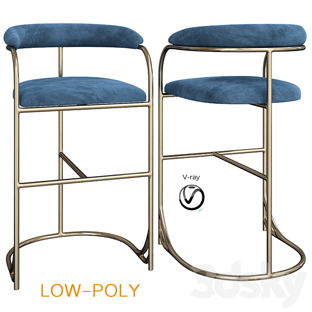 3d Models Chair Vintage Brass Bar Stools By Shelby Williams