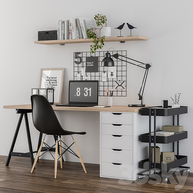3d Models Office Furniture Home Office Ikea Set