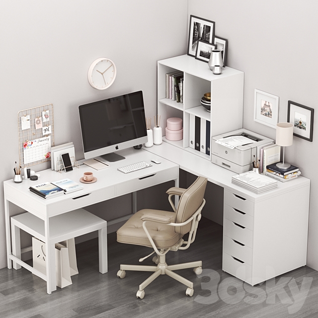 3d Models Office Furniture Ikea Corner Workplace With Alex