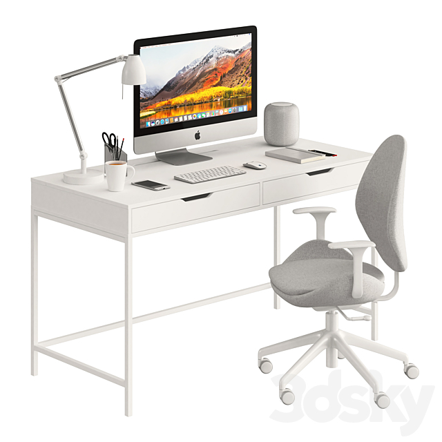 3d Models Office Furniture Ikea Alex Table And Hattefjall
