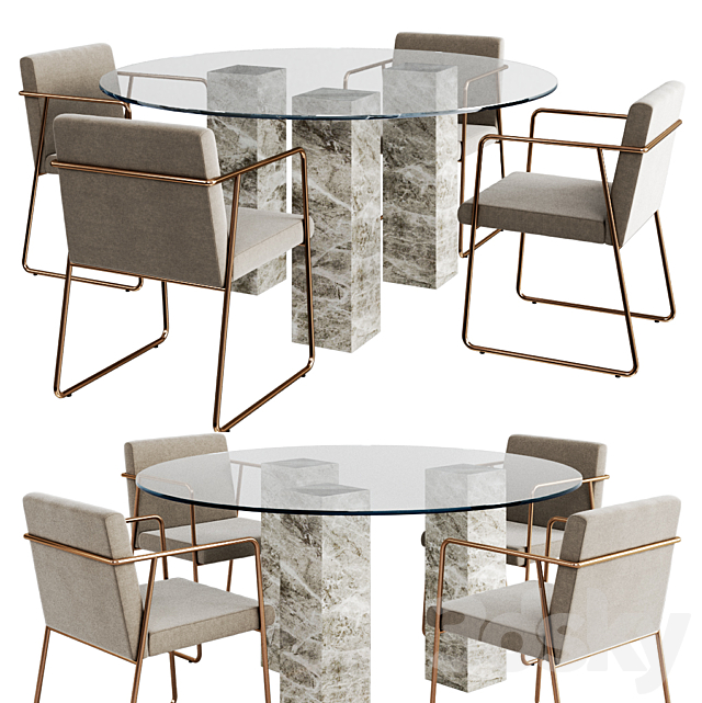 Cb2 Rouka Chair Triple Dining Table, Cb2 Round Glass Dining Table