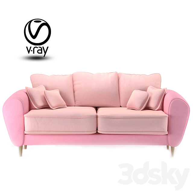 Pink Sofa With Pillows Set 3d, Is Pink Sofa Free