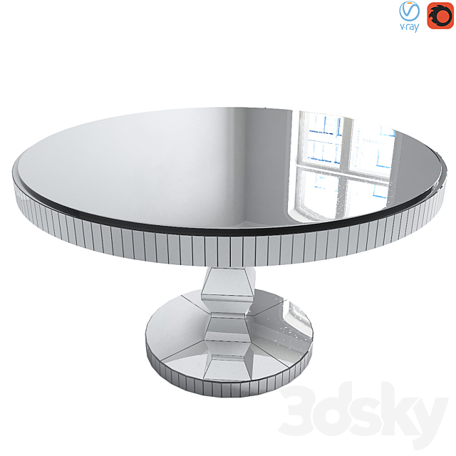 Round Mirrored Dining Table, Round Mirrored Dining Table