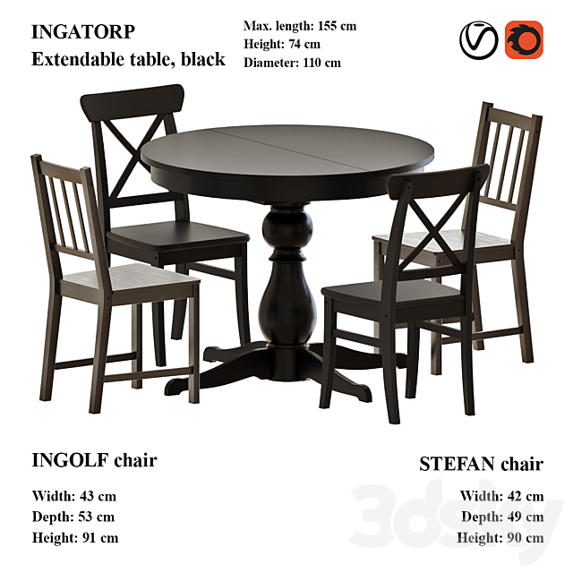 Ikea Ingatorp Extendable Table And Chairs, Round Extendable Dining Table And Chairs Ikea