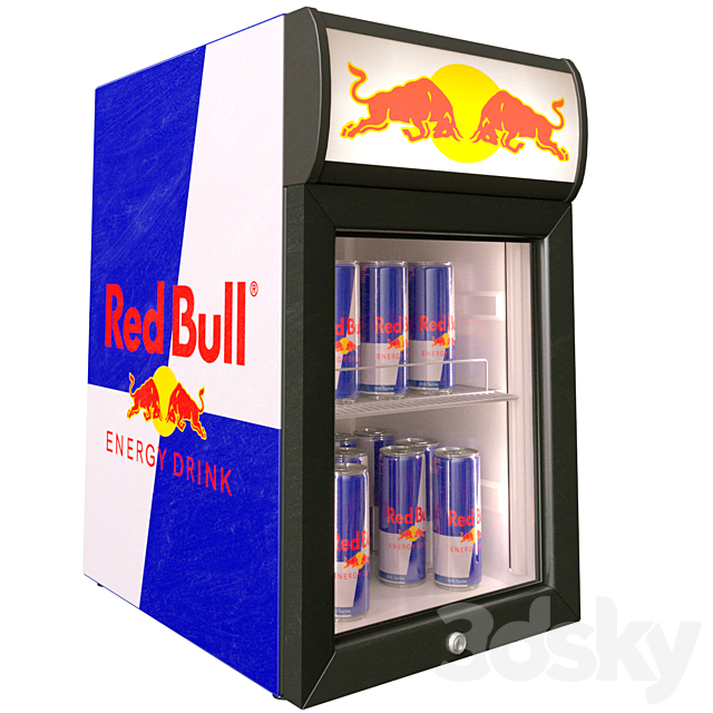 Mini fridge Red Bull (low poly) - Household appliance - 3D Models