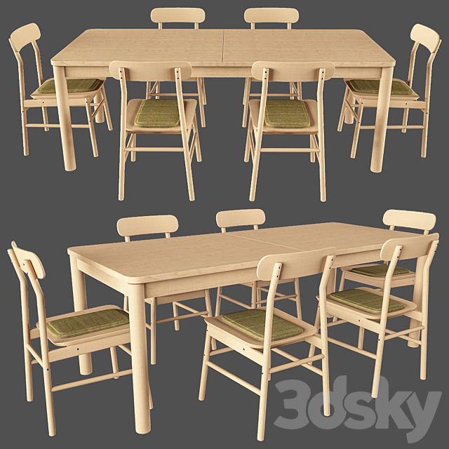 Dining Set Table Chair 3d Models, Ikea Table Dining Chairs
