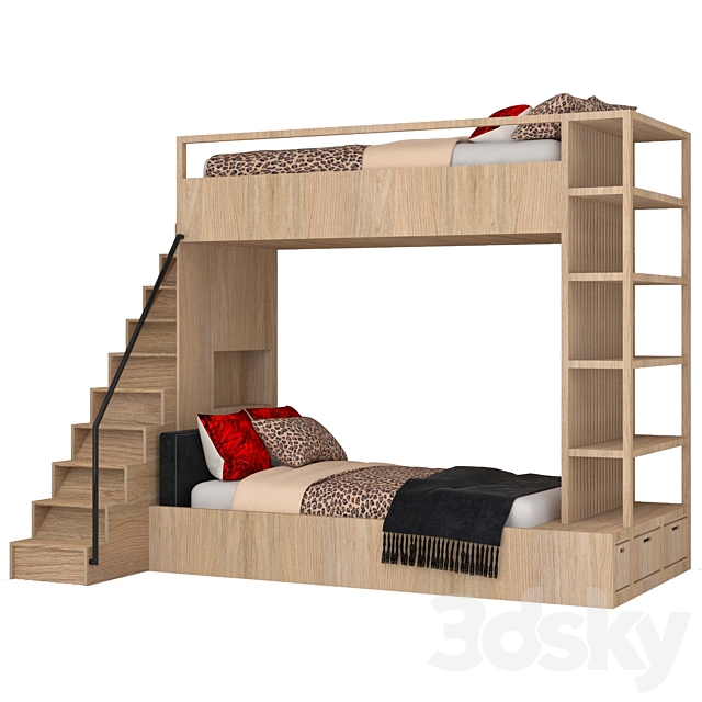 Ikea Bunk Bed 3d Models 3dsky, Bunk Bed With Stairs Ikea