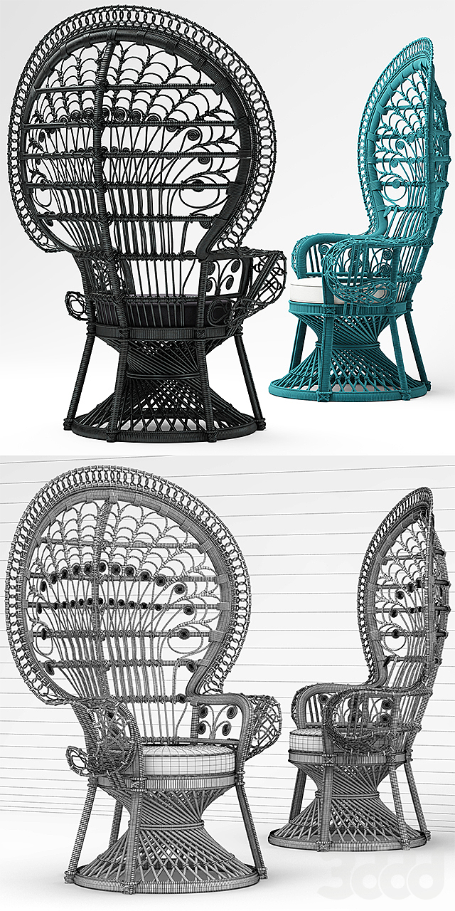 3d    Black Peacock Chair New In