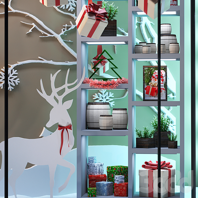 
                                                                                                            Новогодняя витрина магазина подарков
                                                    